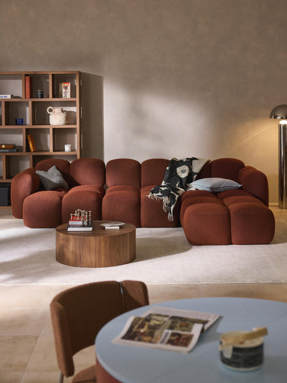 Westwing Collection Modulares Sofa Tayla (4-Sitzer) aus Bouclé mit Hocker (links/rechts) Räumungsverkauf