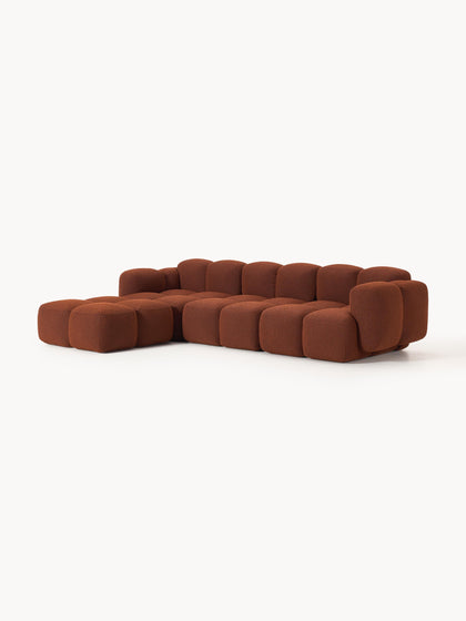 Westwing Collection Modulares Sofa Tayla (4-Sitzer) aus Bouclé mit Hocker (links/rechts) Räumungsverkauf