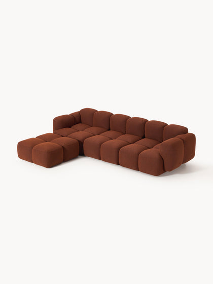 Westwing Collection Modulares Sofa Tayla (4-Sitzer) aus Bouclé mit Hocker (links/rechts) Räumungsverkauf