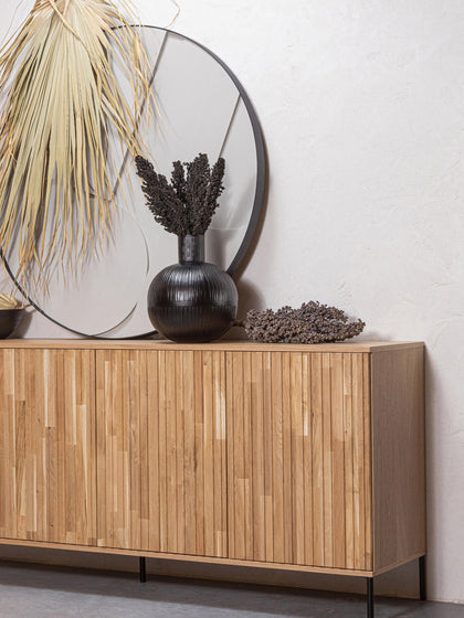 Westwing Collection Sideboard Avourio aus Eichenholz mit geriffelter Front Super Sparpreis