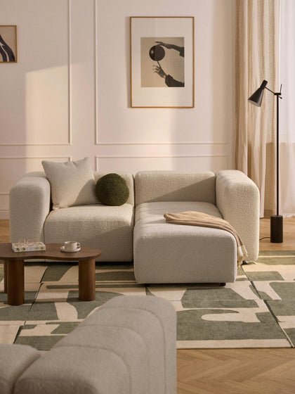 Westwing Collection Modulares Bouclé-Sofa Lena (3-Sitzer) mit Hocker (links/rechts) 2025