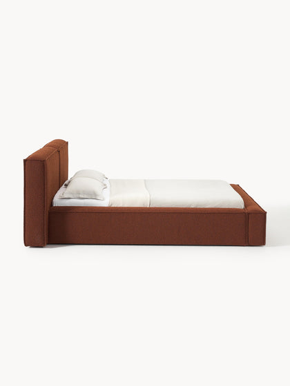 Westwing Collection Bouclé-Polsterbett Lennon mit Stauraum Kostenloser Versand international