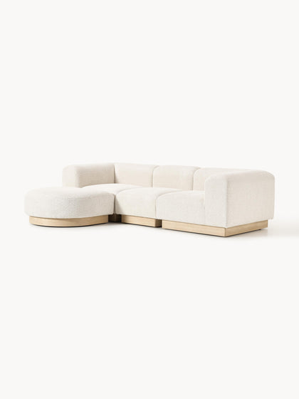 Westwing Collection Modulares Sofa Natalie (3-Sitzer) aus Teddy-Bouclé mit Hocker (links/rechts) Preisnachlass