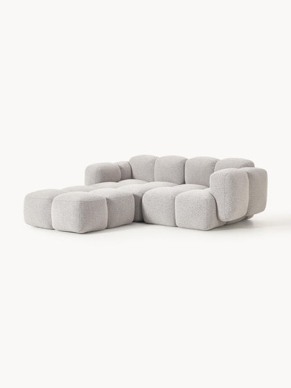 Westwing Collection Modulares Sofa Tayla (3-Sitzer) aus Bouclé mit Hocker (links/rechts) Black Friday