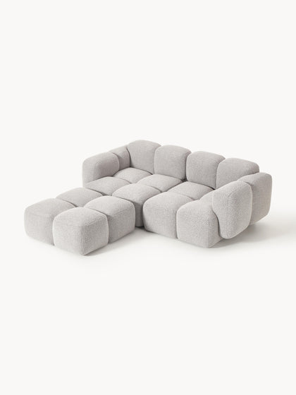 Westwing Collection Modulares Sofa Tayla (3-Sitzer) aus Bouclé mit Hocker (links/rechts) Black Friday