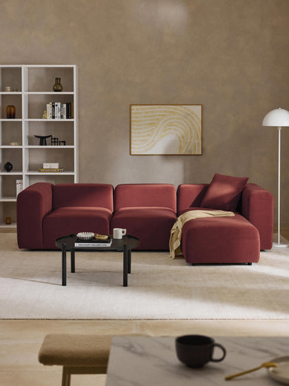 Westwing Collection Modulares Samt-Sofa Lena (4-Sitzer) mit Hocker (links/rechts) Jubiläumsangebot