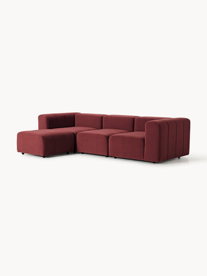 Westwing Collection Modulares Samt-Sofa Lena (4-Sitzer) mit Hocker (links/rechts) Jubiläumsangebot