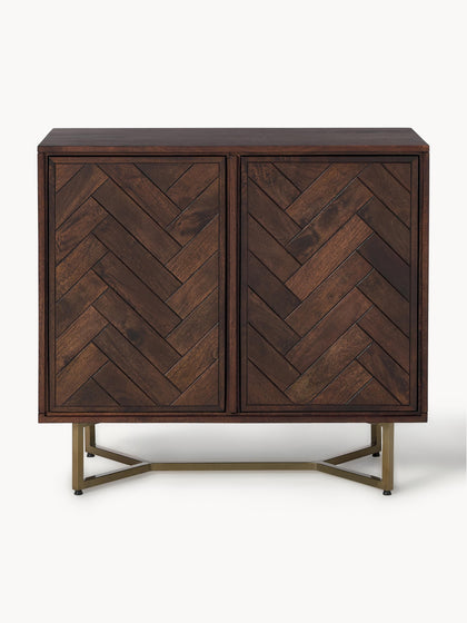 Westwing Collection Sideboard Luca aus Mangoholz mit Fischgrät-Muster Discount Store für neue Produkte