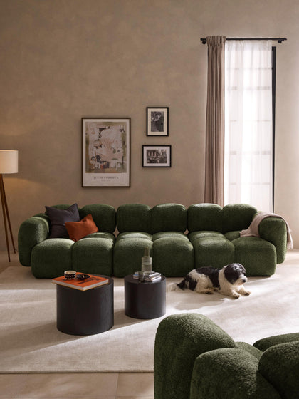 Westwing Collection Modulares Sofa Tayla (4-Sitzer) aus Teddy-Bouclé Kostenloser Versand international