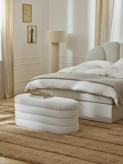 Westwing Collection Bouclé-Polsterbank Alto mit Stauraum Fabrikpreis