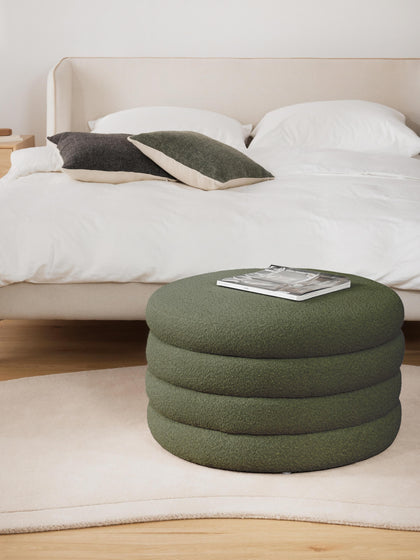 Westwing Collection XL Bouclé-Polsterhocker Alto mit Stauraum Großer Ausverkauf