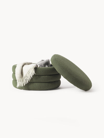Westwing Collection XL Bouclé-Polsterhocker Alto mit Stauraum Großer Ausverkauf