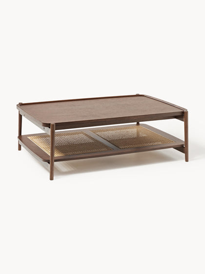 Westwing Collection Holz-Couchtisch Libby mit Ablagefläche aus Wiener Geflecht Neueste Mode