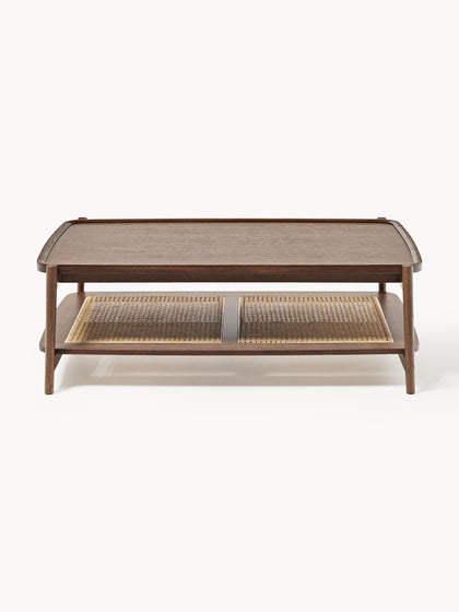 Westwing Collection Holz-Couchtisch Libby mit Ablagefläche aus Wiener Geflecht Neueste Mode
