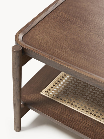 Westwing Collection Holz-Couchtisch Libby mit Ablagefläche aus Wiener Geflecht Neueste Mode