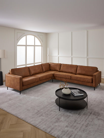 Westwing Collection Wohnlandschaft Hunter aus recyceltem Leder Zeitbegrenzte Promotion