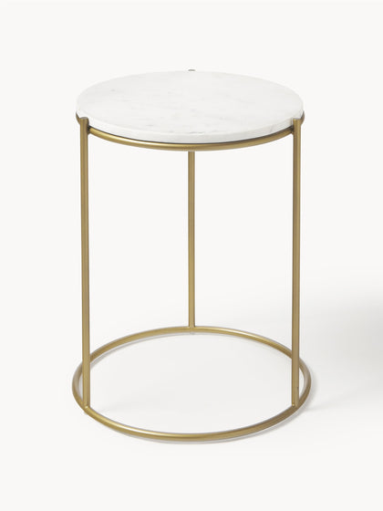 Westwing Collection Runder Marmor-Beistelltisch Ella Bis zu 50% Rabatt