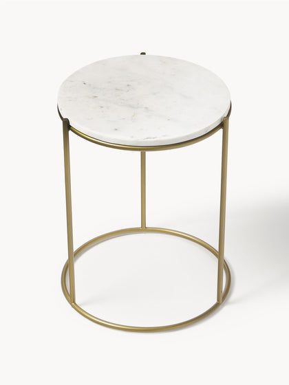 Westwing Collection Runder Marmor-Beistelltisch Ella Bis zu 50% Rabatt