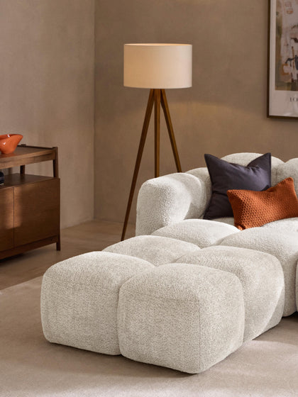 Westwing Collection Sofa-Hocker Tayla aus Teddy-Bouclé Bis zu 65% Rabatt