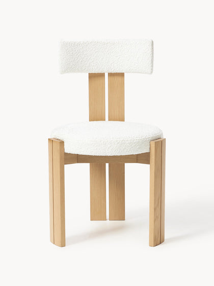 Westwing Collection Holzstuhl Katya mit Bouclé-Polsterung 50% Rabatt mit kostenlosem Versand