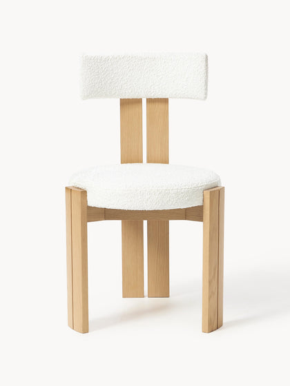 Westwing Collection Holzstuhl Katya mit Bouclé-Polsterung 50% Rabatt mit kostenlosem Versand