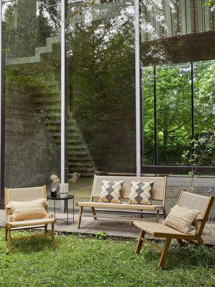 Westwing Collection Gartenbank Palina mit Kunststoff-Geflecht in Holzoptik zollfrei