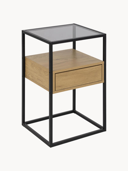 Westwing Collection Glas-Nachttisch Randolf mit Schublade Meist gekauft