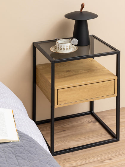 Westwing Collection Glas-Nachttisch Randolf mit Schublade Meist gekauft