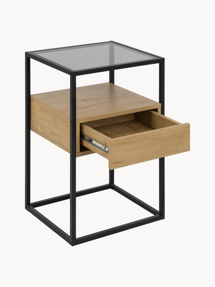 Westwing Collection Glas-Nachttisch Randolf mit Schublade Meist gekauft