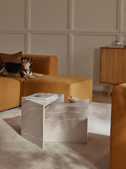 Westwing Collection Couchtische Vilma in Marmor-Optik 2er-Set Begrenztes Angebot