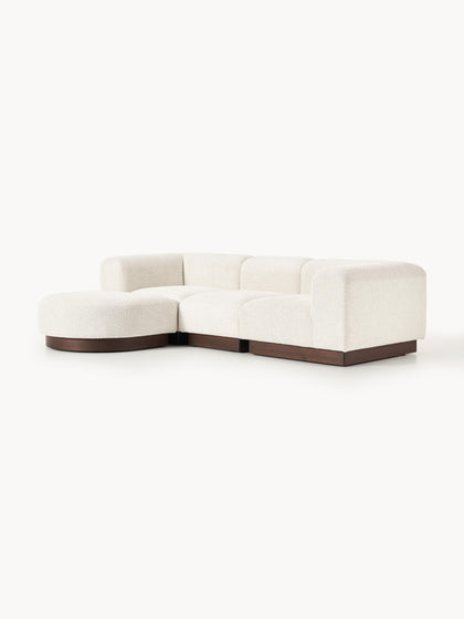 Westwing Collection Modulares Sofa Natalie (3-Sitzer) aus Teddy-Bouclé mit Hocker (links/rechts) Cyber Monday