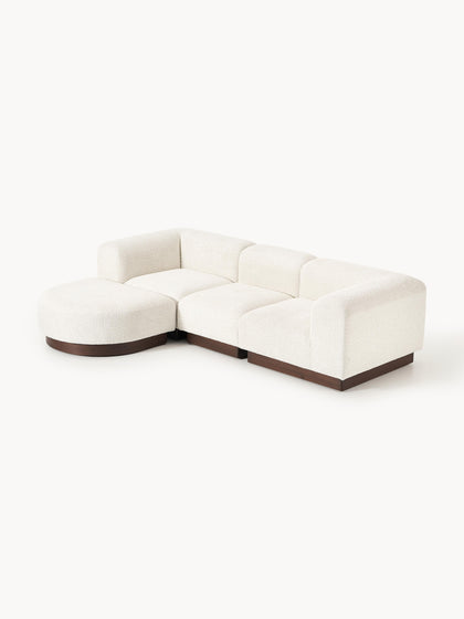 Westwing Collection Modulares Sofa Natalie (3-Sitzer) aus Teddy-Bouclé mit Hocker (links/rechts) Cyber Monday