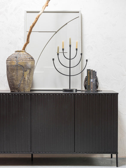 Westwing Collection Sideboard Avourio aus Kiefernholz mit geriffelter Front Heißer Verkauf