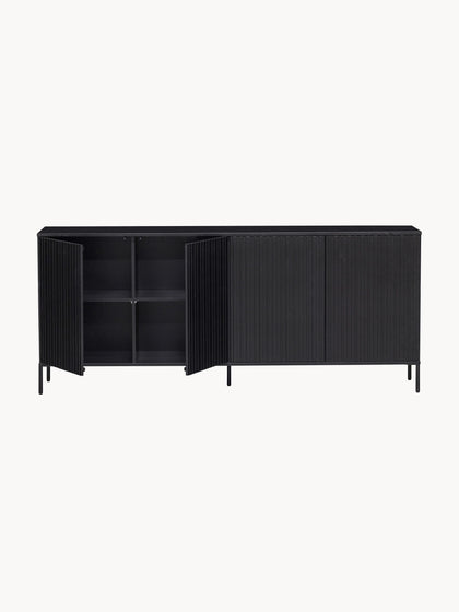 Westwing Collection Sideboard Avourio aus Kiefernholz mit geriffelter Front Heißer Verkauf
