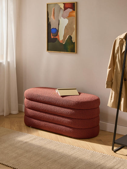 Westwing Collection Bouclé-Polsterbank Alto mit Stauraum Online Outlet