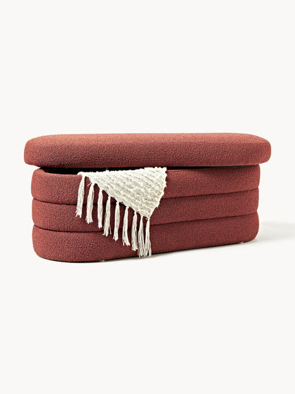 Westwing Collection Bouclé-Polsterbank Alto mit Stauraum Online Outlet