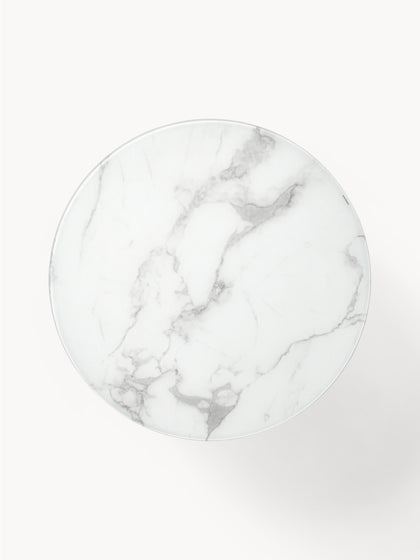 Westwing Collection Runder Couchtisch Antigua mit Glasplatte in Marmor-Optik Räumungsverkauf