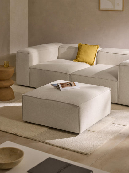 Westwing Collection Sofa-Hocker Lennon aus Leinen-Mix Begrenzte Freigabe