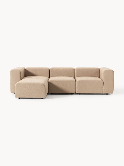Westwing Collection Modulares Bouclé-Sofa Lena (4-Sitzer) mit Hocker (links/rechts) Bis zu 55% Rabatt