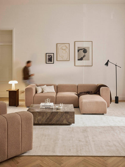 Westwing Collection Modulares Bouclé-Sofa Lena (4-Sitzer) mit Hocker (links/rechts) Bis zu 55% Rabatt