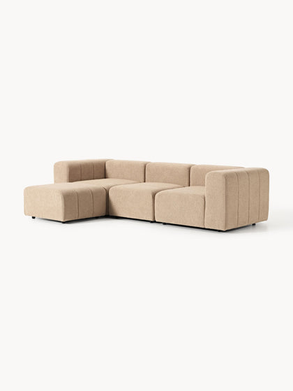 Westwing Collection Modulares Bouclé-Sofa Lena (4-Sitzer) mit Hocker (links/rechts) Bis zu 55% Rabatt