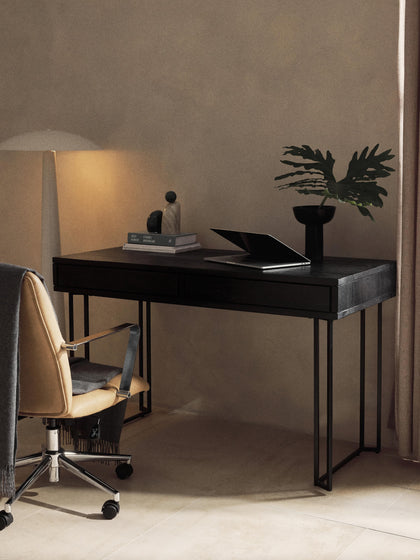 Westwing Collection Schreibtisch Luca aus Mangoholz mit Schubladen Super Rabatt
